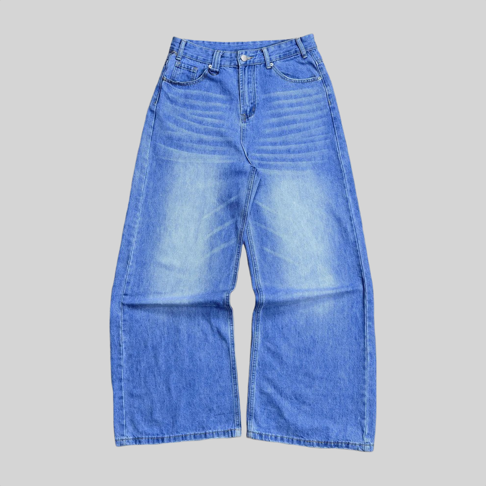 Washed Blue Baggy Jeans