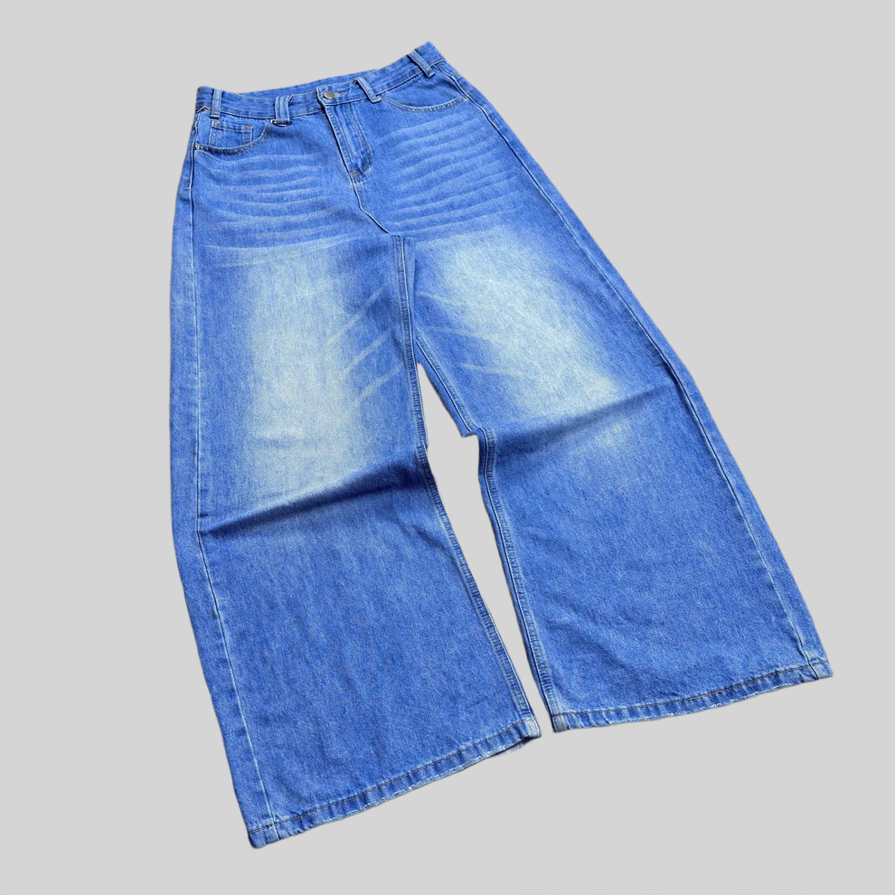 Washed Blue Baggy Jeans