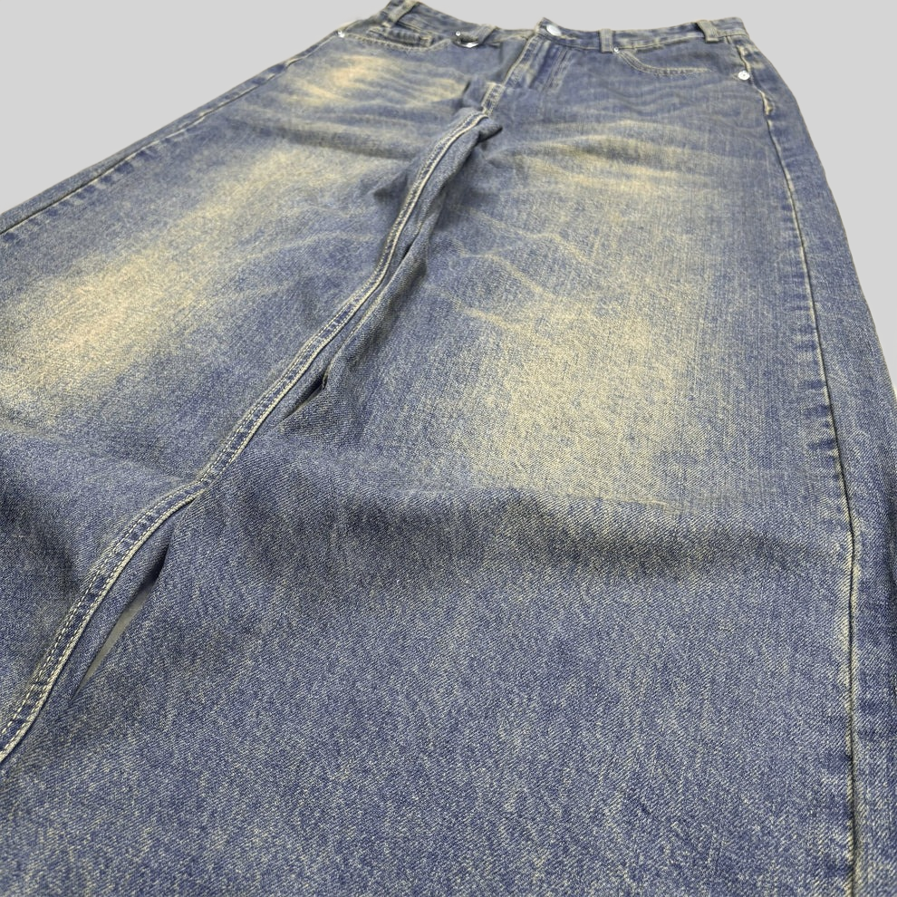 Washed Navy Baggy Jeans